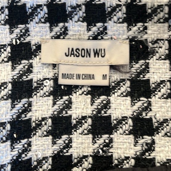 Jason Wu 2 Piece Crop Jacket Matching Sleeveless Top Black/White Check Sequins - Picture 8 of 10